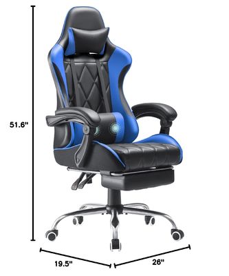 Silla de videojuegos de espalda alta con reposapiés y soporte lumbar de masaje Color personalizado