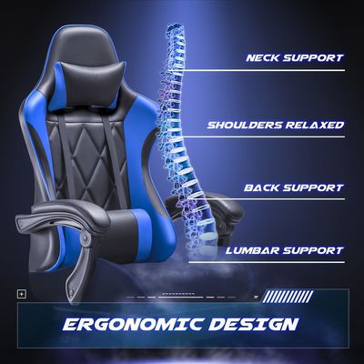 Silla de videojuegos de espalda alta con reposapiés y soporte lumbar de masaje Color personalizado