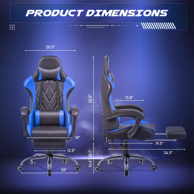 Silla de videojuegos de espalda alta con reposapiés y soporte lumbar de masaje Color personalizado