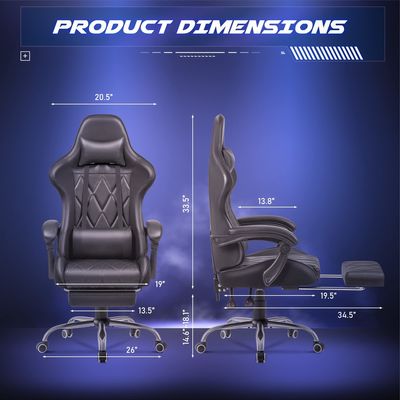 Sala de juegos de computadora silla de juego de carreras con reposapiés y masaje soporte lumbar de espalda alta