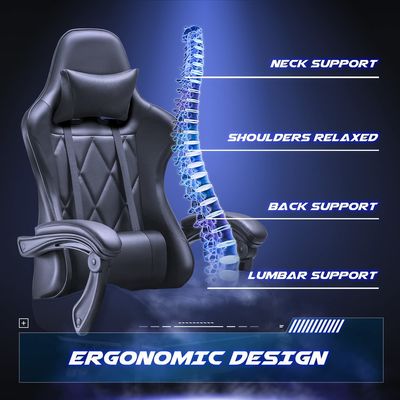 Sala de juegos de computadora silla de juego de carreras con reposapiés y masaje soporte lumbar de espalda alta