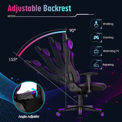 Silla de juego ergonómica de carreras ALINUNU con soporte lumbar ajustable y almohadilla de esponja