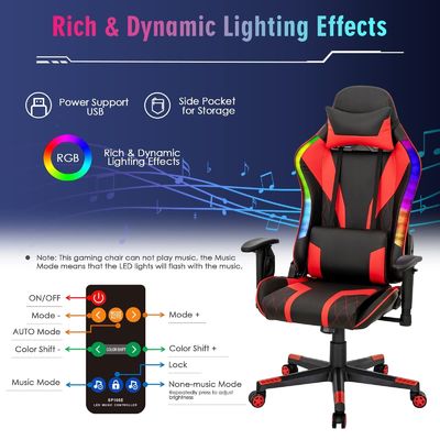 Actualice su silla de juego a silla giratoria ALINUNU con luces LED RGB Diseño ergonómico