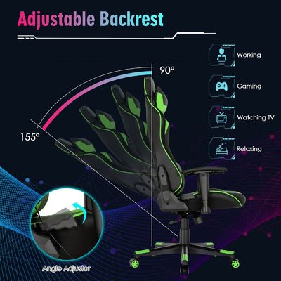Confortable silla de juego ergonómica RGB con diseño ajustable y luces LED RGB