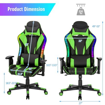 Confortable silla de juego ergonómica RGB con diseño ajustable y luces LED RGB