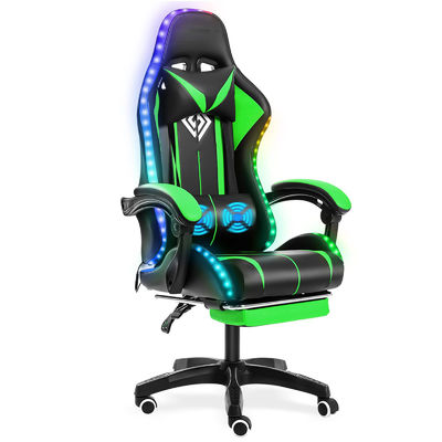 Diseño moderno ALINUNU Ergonomic Computer Massage Silla de juego con luces LED y reposapiés