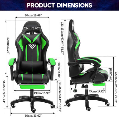 Diseño moderno ALINUNU Ergonomic Computer Massage Silla de juego con luces LED y reposapiés