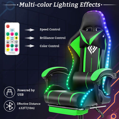 Diseño moderno ALINUNU Ergonomic Computer Massage Silla de juego con luces LED y reposapiés