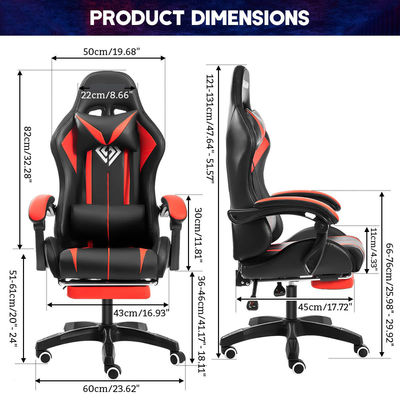 39.75 libras Ergonomic Computadora de Masaje silla de juego con luces LED y reposapiés