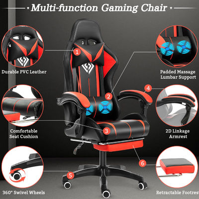 39.75 libras Ergonomic Computadora de Masaje silla de juego con luces LED y reposapiés