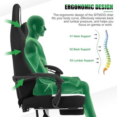 Personaliza silla de juego grande y alto con reposapiés 360 giratoria ajustar la altura reclinable