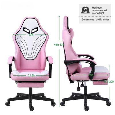 Silla de juegos de computadora ergonómica de diseño moderno de cuero sintético con reposapiés ALINUNU