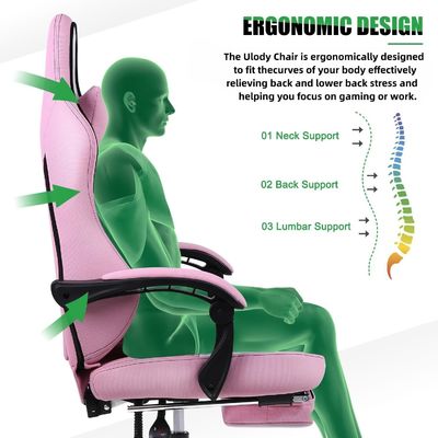 Silla de juegos de computadora ergonómica de diseño moderno de cuero sintético con reposapiés ALINUNU