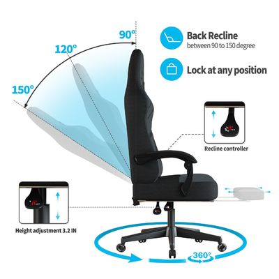 Aumente su experiencia de juego con la silla de juego reclinable ajustable en altura de ALINUNU