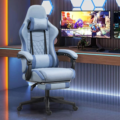 ALINUNU silla giratoria de tipo metálico de hierro silla de juegos de computadora con reposapiés y masaje