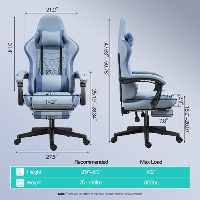 ALINUNU silla giratoria de tipo metálico de hierro silla de juegos de computadora con reposapiés y masaje