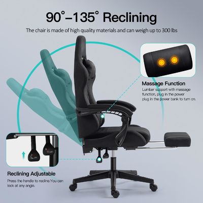 Silla de juegos de computadora de escritorio ajustable ergonómico con masaje de reposapiés de color personalizado