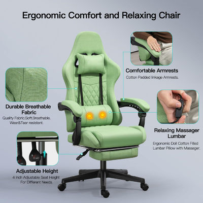 Silla ergonómica para juegos con reposapiés y masaje Peso máximo recomendado 300 libras