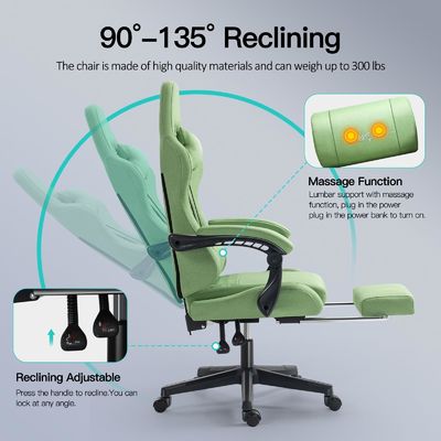 Silla ergonómica para juegos con reposapiés y masaje Peso máximo recomendado 300 libras