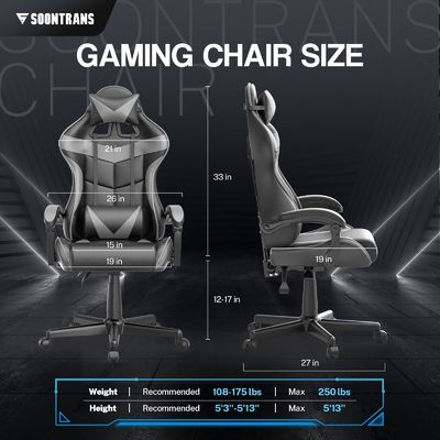 Silla ergonómica para jugadores de hierro de tipo metálico con masaje y altura ajustable