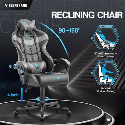 Silla ergonómica para jugadores de hierro de tipo metálico con masaje y altura ajustable