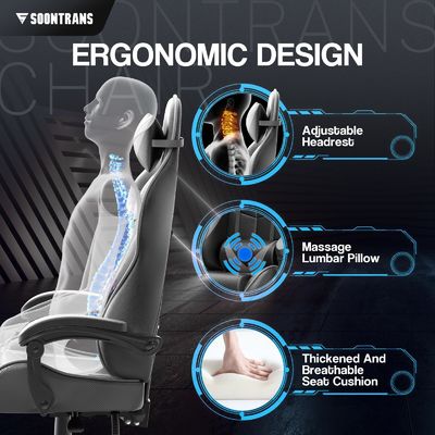 Silla ergonómica para jugadores de hierro de tipo metálico con masaje y altura ajustable