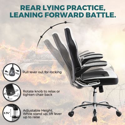 Silla de juego de ordenador ergonómica de tipo metálico de hierro con altura ajustable