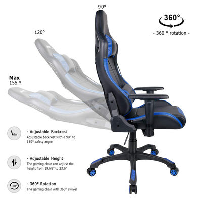 Color personalizado Silla de juegos de computadora de oficina con espalda alta de cuero de PU estilo giratorio de carreras