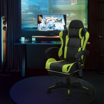 Soporte lumbar de hierro Silla de carreras de computadora ergonómica con altura y reposapiés ajustables