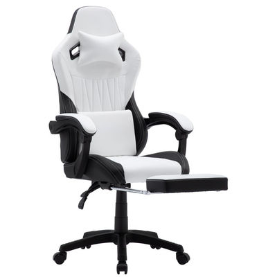 Silla de juegos de computadora ergonómica ajustable en altura con reposacabezas y soporte lumbar