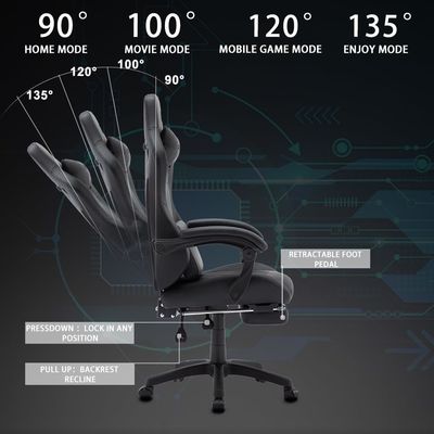 Silla giratoria ergonómica ajustable de altura con reposacabezas y soporte lumbar