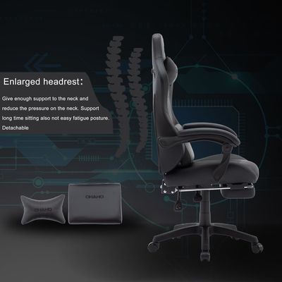 Silla giratoria ergonómica ajustable de altura con reposacabezas y soporte lumbar