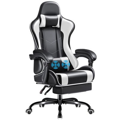 Silla ajustable para juegos de computadora de carreras con reposapiés y apoyo lumbar para masajes