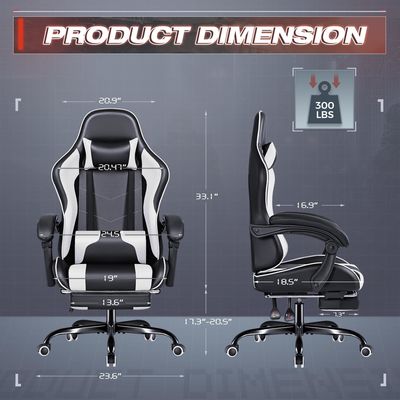Silla ajustable para juegos de computadora de carreras con reposapiés y apoyo lumbar para masajes