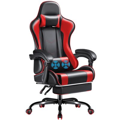 Silla de videojuegos de carreras de diseño moderno con reposapiés y apoyo lumbar de masaje