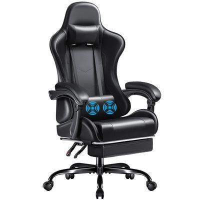 Silla ajustable para juegos de computadora de carreras con reposapiés y apoyo lumbar para masajes