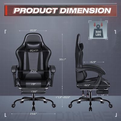 Silla ajustable para juegos de computadora de carreras con reposapiés y apoyo lumbar para masajes