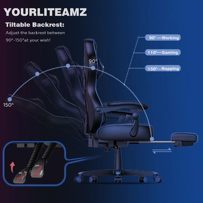 Mecanismo funcional Silla de juego Alinunu con apoyapiés Apoyapiés y respaldo lumbar