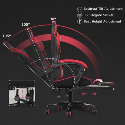 Silla de juego con respaldo para los pies en color personalizado y aluminio