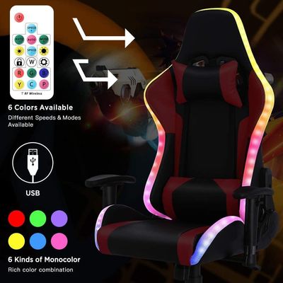 Silla de juego RGB de estilo moderno ALINUNU con función giratoria 360 y función de masaje