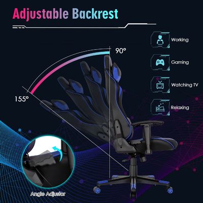 Personaliza la silla ergonómica de videojuegos con luces LED RGB y diseño ajustable