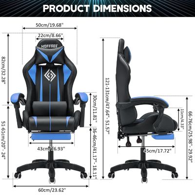 Silla de juego de masaje por ordenador ergonómico directo con reposapiés y luces LED