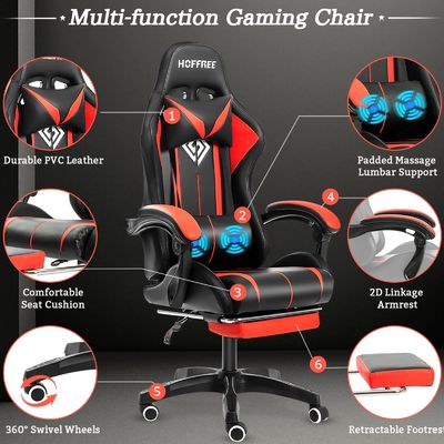 Personalizar ALINUNU Ergonomic Computador Masaje silla de juego con luces LED y reposapiés