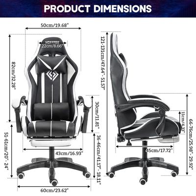 Silla de juegos de masaje de ordenador ergonómico de color personalizado con luces LED y reposapiés