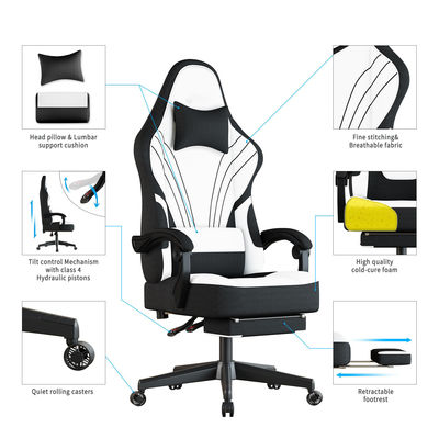 Silla de juego de oficina con reposapiés y dimensiones del producto 25&quot;D x 23&quot;W x 53&quot;H