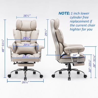 Silla giratoria de cuero PU de espalda alta para mayor comodidad