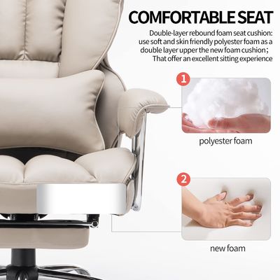 Silla giratoria de cuero PU de espalda alta para mayor comodidad