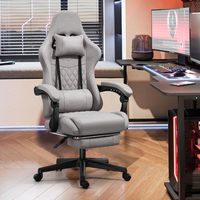 Silla de juegos de computadora con reposapiés y masaje.