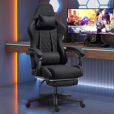 Silla de juegos de computadora con reposapiés y masaje