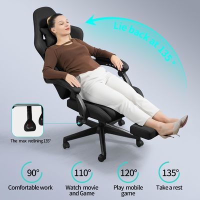 Silla de juegos de computadora con reposapiés y masaje